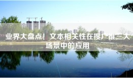业界大盘点！文本相关性在搜广推三大场景中的应用