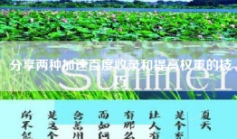 分享两种加速百度收录和提高权重的技巧
