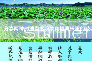 分享两种加速百度收录和提高权重的技巧