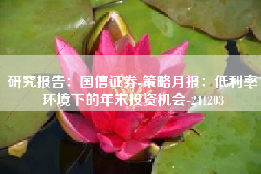 研究报告：国信证券-策略月报：低利率环境下的年末投资机会-241203